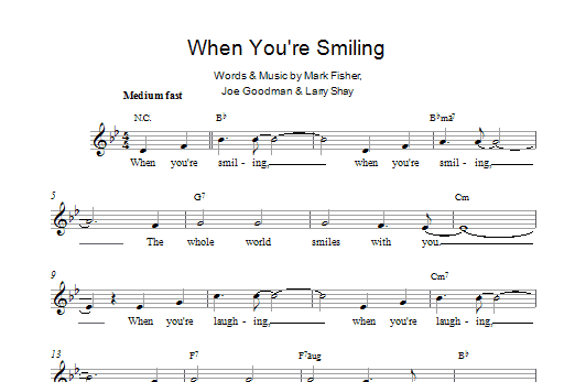 Louis Armstrong When You're Smiling (The Whole World Smiles With You) sheet music notes and chords arranged for Piano, Vocal & Guitar Chords