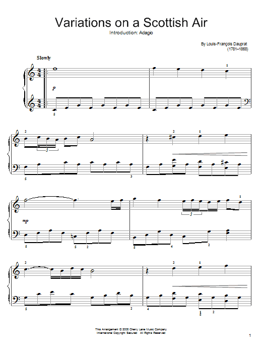 Louis-Francois Dauprat Adagio sheet music notes and chords arranged for Easy Piano
