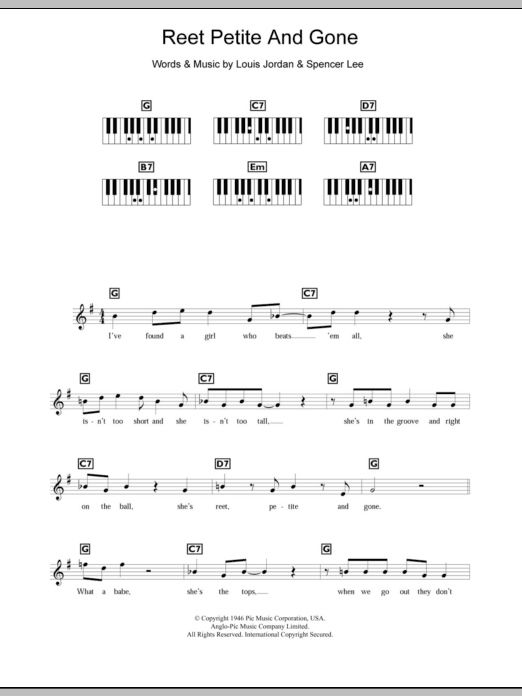 Louis Jordan Reet, Petite And Gone sheet music notes and chords arranged for Real Book – Melody & Chords