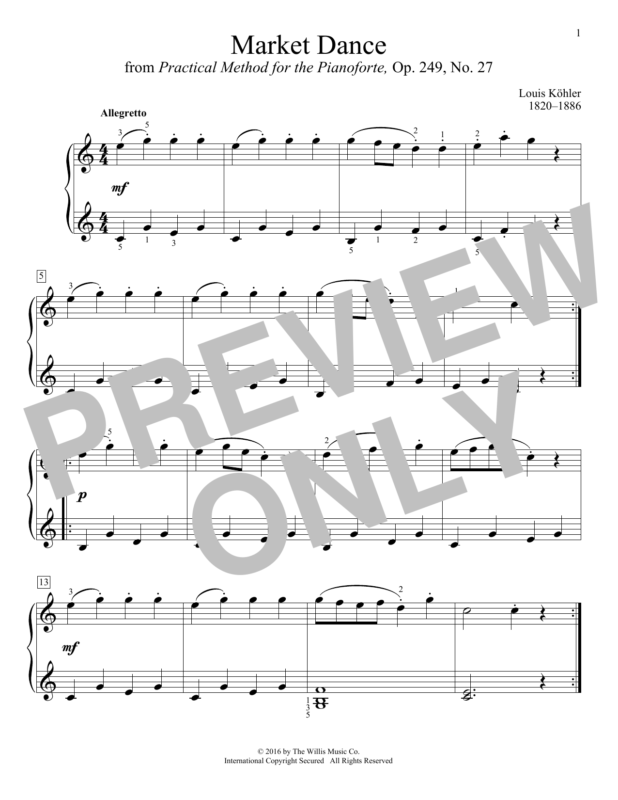 Louis Kohler Market Dance sheet music notes and chords arranged for Educational Piano