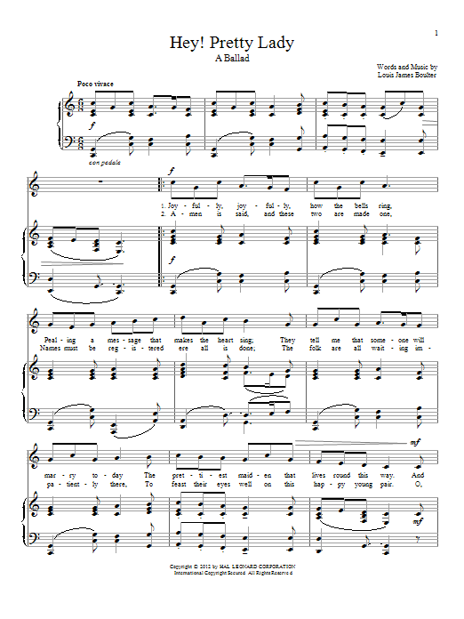 Louis James Boulter Hey! Pretty Lady sheet music notes and chords arranged for Piano & Vocal
