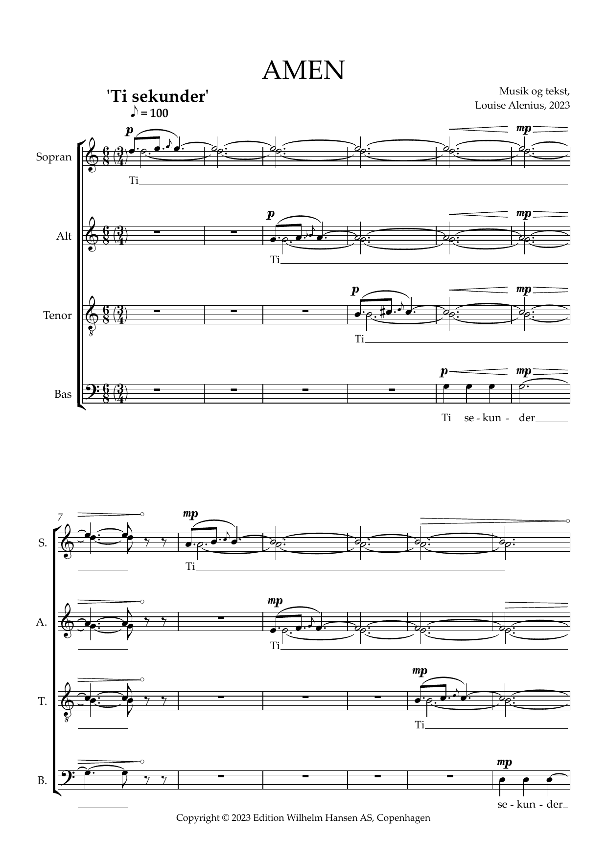 Louise Alenius Amen sheet music notes and chords arranged for SATB Choir