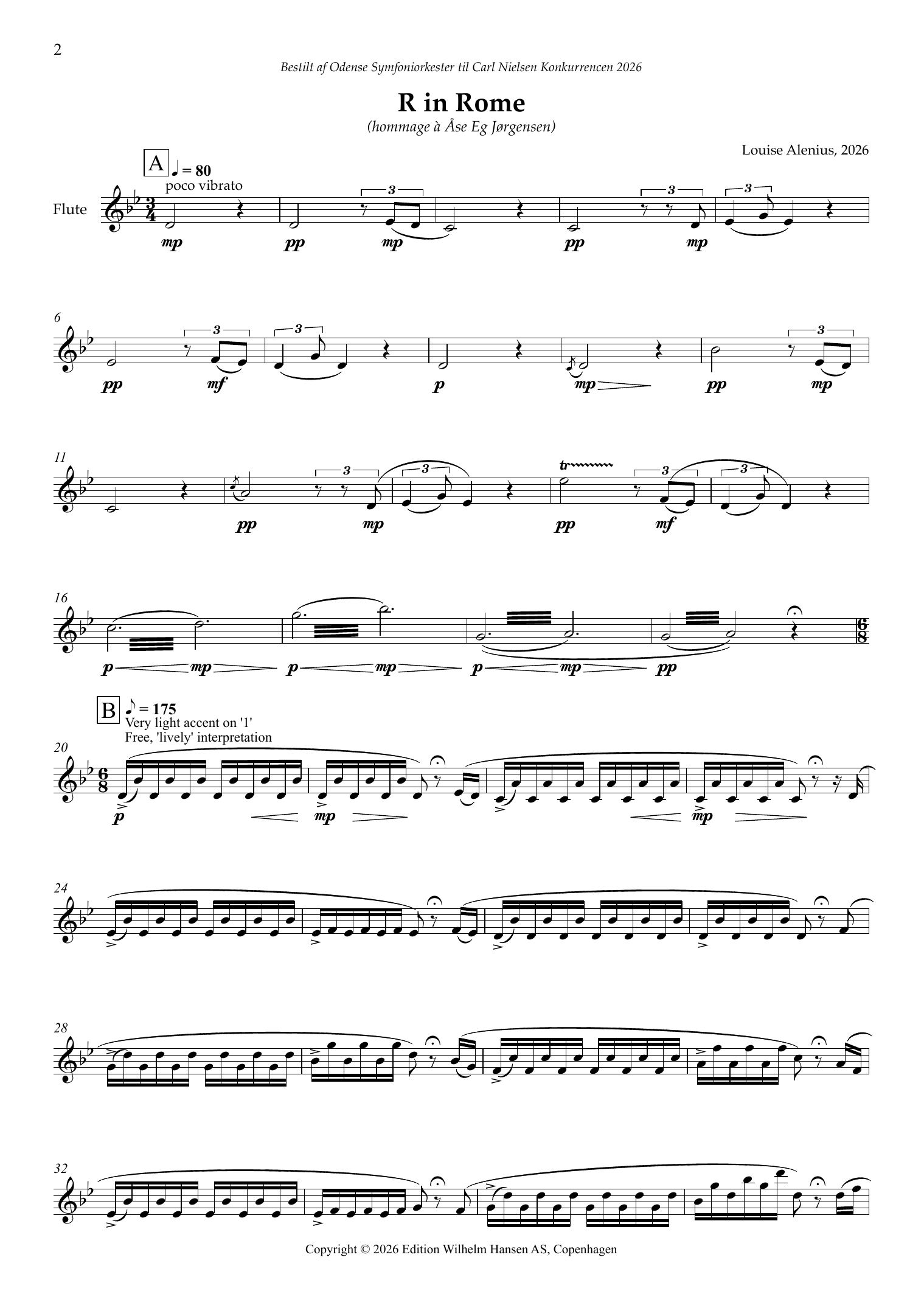 Louise Alenius R In Rome sheet music notes and chords arranged for Flute Solo
