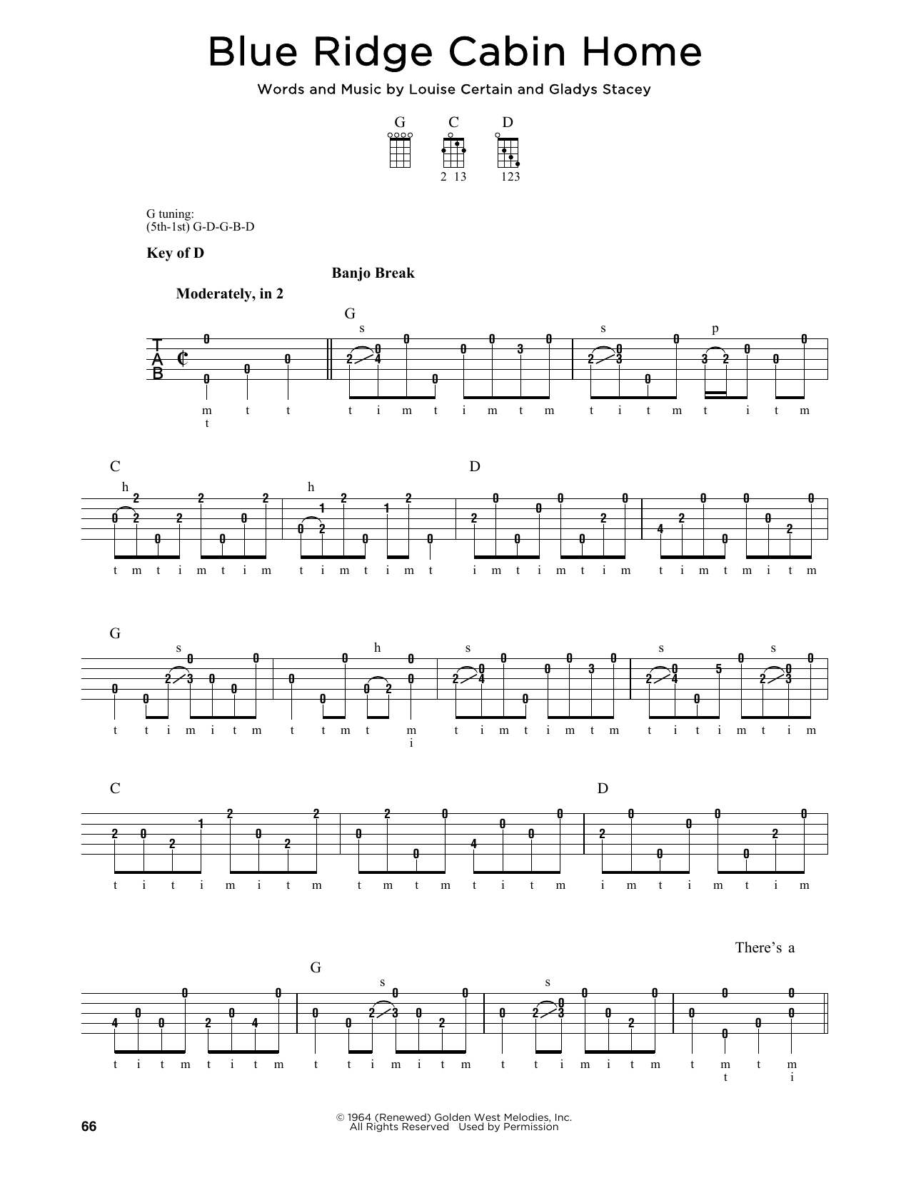 Louise Certain Blue Ridge Cabin Home (arr. Greg Cahill) sheet music notes and chords arranged for Banjo Tab