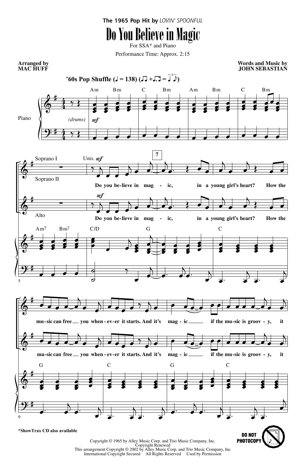 Lovin' Spoonful Do You Believe In Magic (arr. Mac Huff) sheet music notes and chords arranged for SSA Choir
