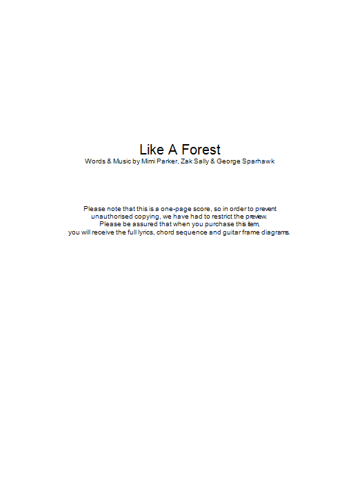 Low Like A Forest sheet music notes and chords arranged for Guitar Chords/Lyrics