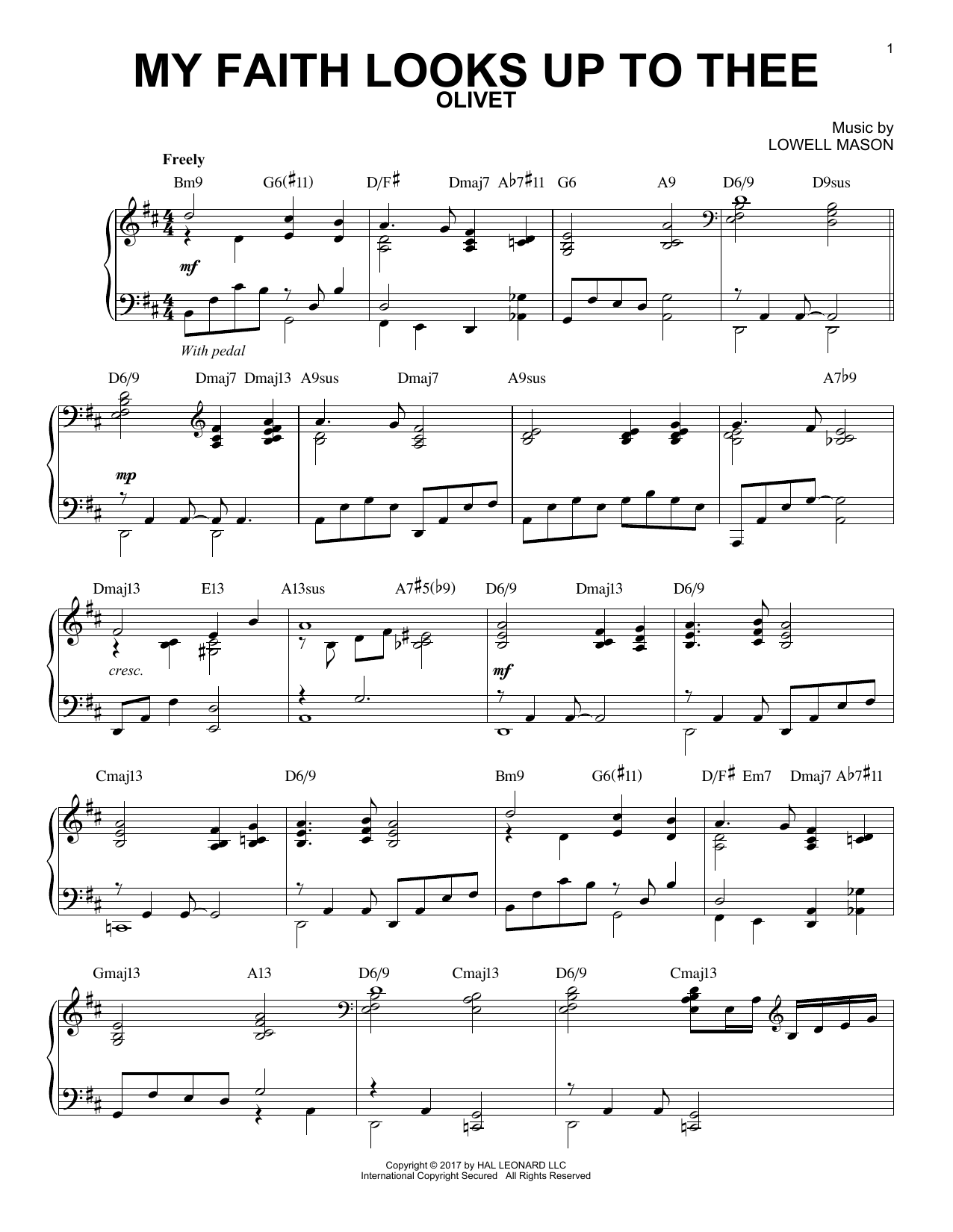 Lowell Mason My Faith Looks Up To Thee [Jazz version] sheet music notes and chords arranged for Piano Solo
