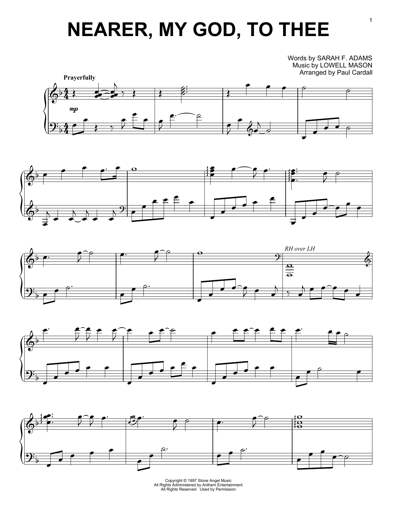 Lowell Mason Nearer, My God, To Thee (arr. Paul Cardall) sheet music notes and chords arranged for Piano Solo