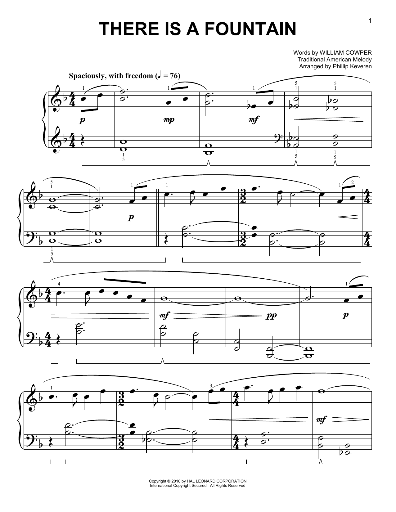 Lowell Mason There Is A Fountain [Classical version] (arr. Phillip Keveren) sheet music notes and chords arranged for Easy Piano