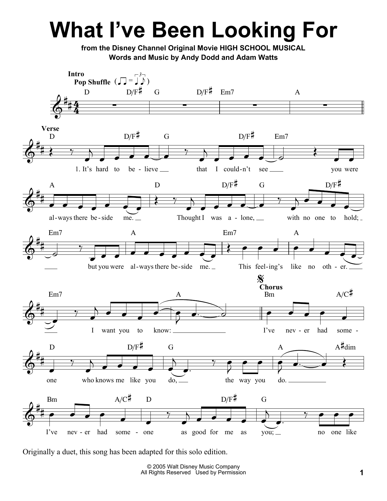 Lucas Gabreel and Ashley Tisdale What I've Been Looking For sheet music notes and chords arranged for Pro Vocal