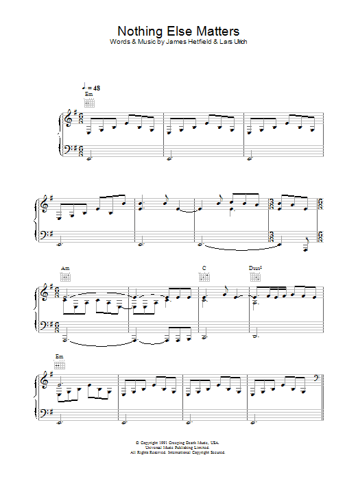 Lucie Silvas Nothing Else Matters sheet music notes and chords arranged for Piano, Vocal & Guitar Chords (Right-Hand Melody)