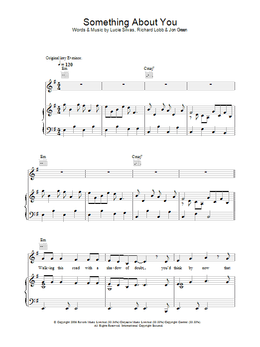 Lucie Silvas Something About You sheet music notes and chords arranged for Piano, Vocal & Guitar Chords