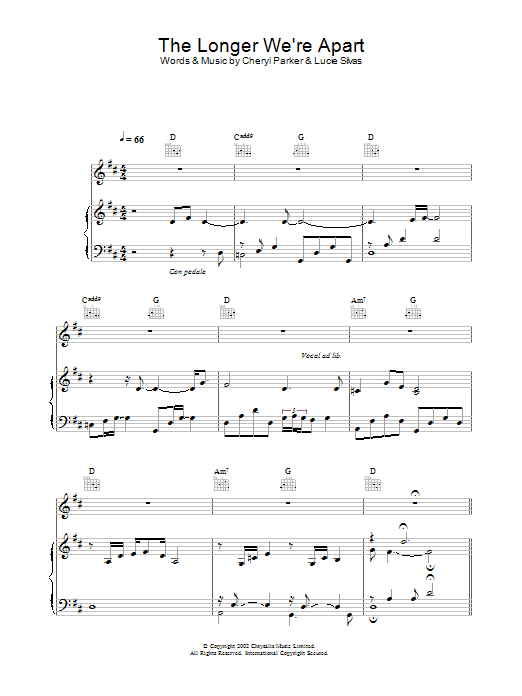 Lucie Silvas The Longer We're Apart sheet music notes and chords arranged for Piano, Vocal & Guitar Chords