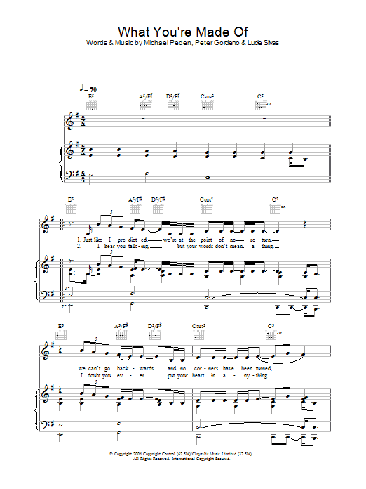 Lucie Silvas What You're Made Of sheet music notes and chords arranged for Piano, Vocal & Guitar Chords (Right-Hand Melody)
