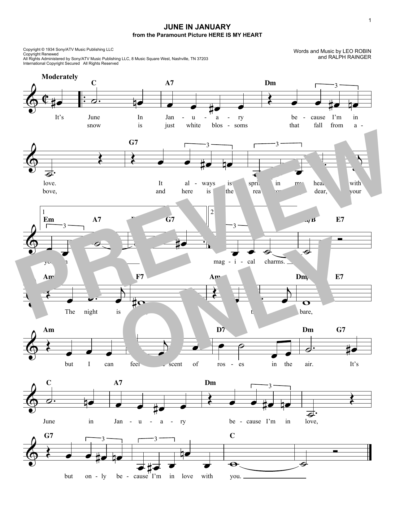 Lucy Ann Polk June In January sheet music notes and chords arranged for Ukulele
