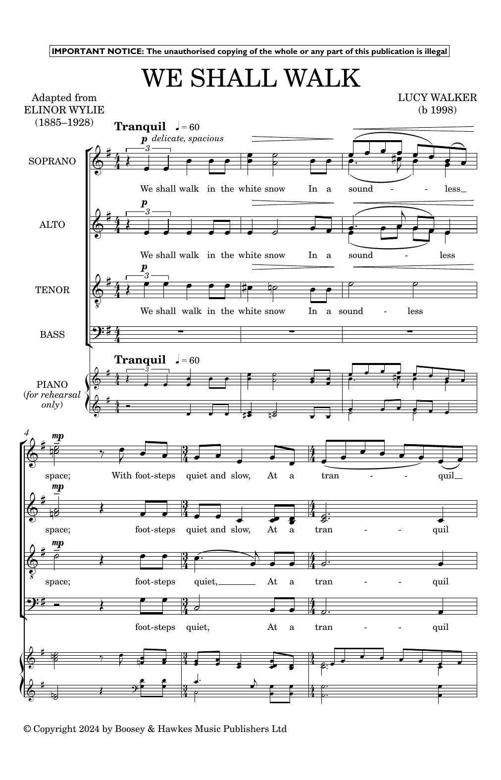 Lucy Walker We Shall Walk sheet music notes and chords arranged for Choir