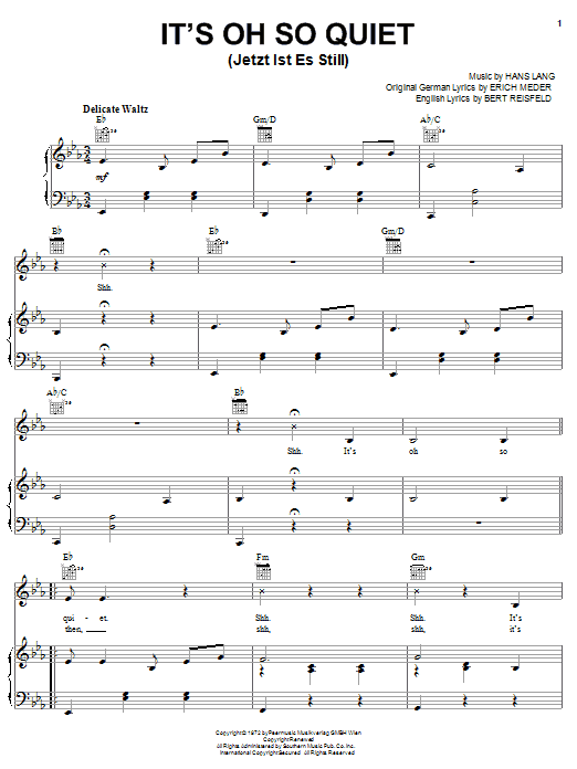 Lucy Woodward It's Oh So Quiet (Jetzt Ist Es Still) sheet music notes and chords arranged for Piano, Vocal & Guitar Chords (Right-Hand Melody)