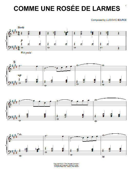 Ludovic Bource Comme Une Rosee De Larmes sheet music notes and chords arranged for Piano Solo