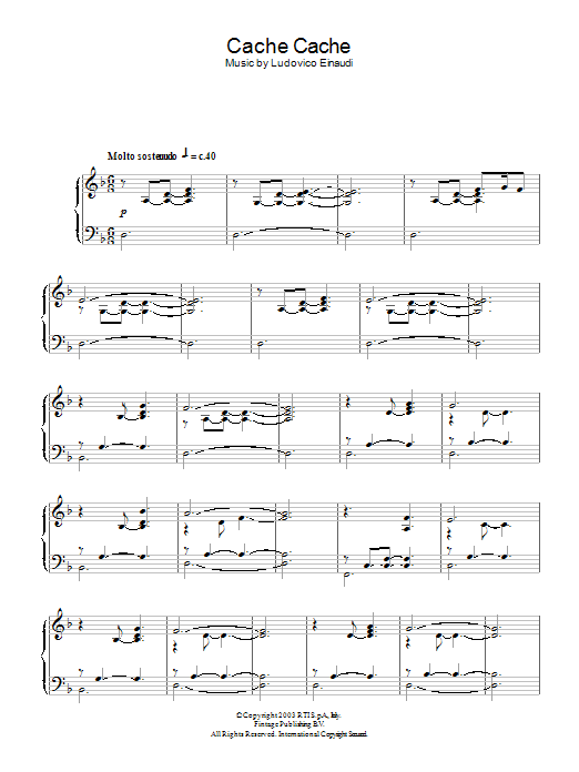 Ludovico Einaudi Cache Cache sheet music notes and chords arranged for Piano Solo