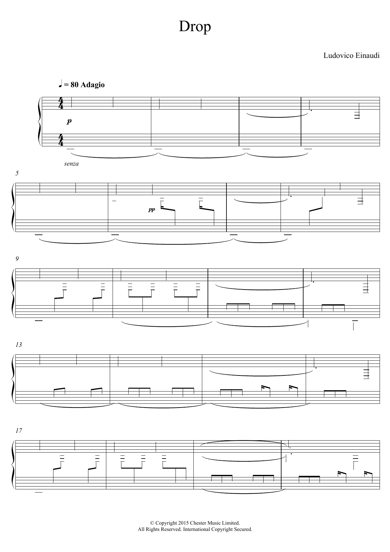 Ludovico Einaudi Drop sheet music notes and chords arranged for Piano Solo