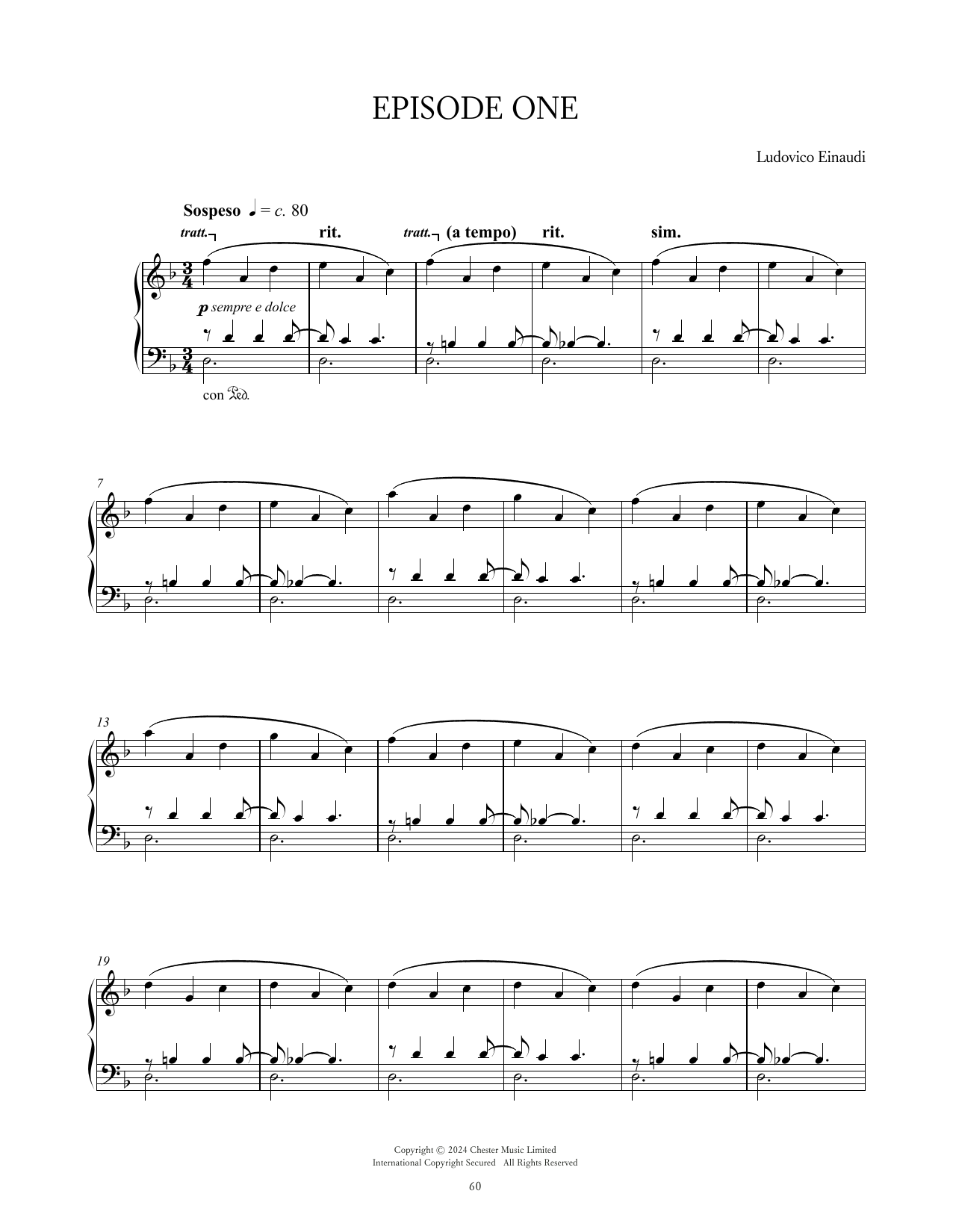 Ludovico Einaudi Episode One sheet music notes and chords arranged for Piano Solo