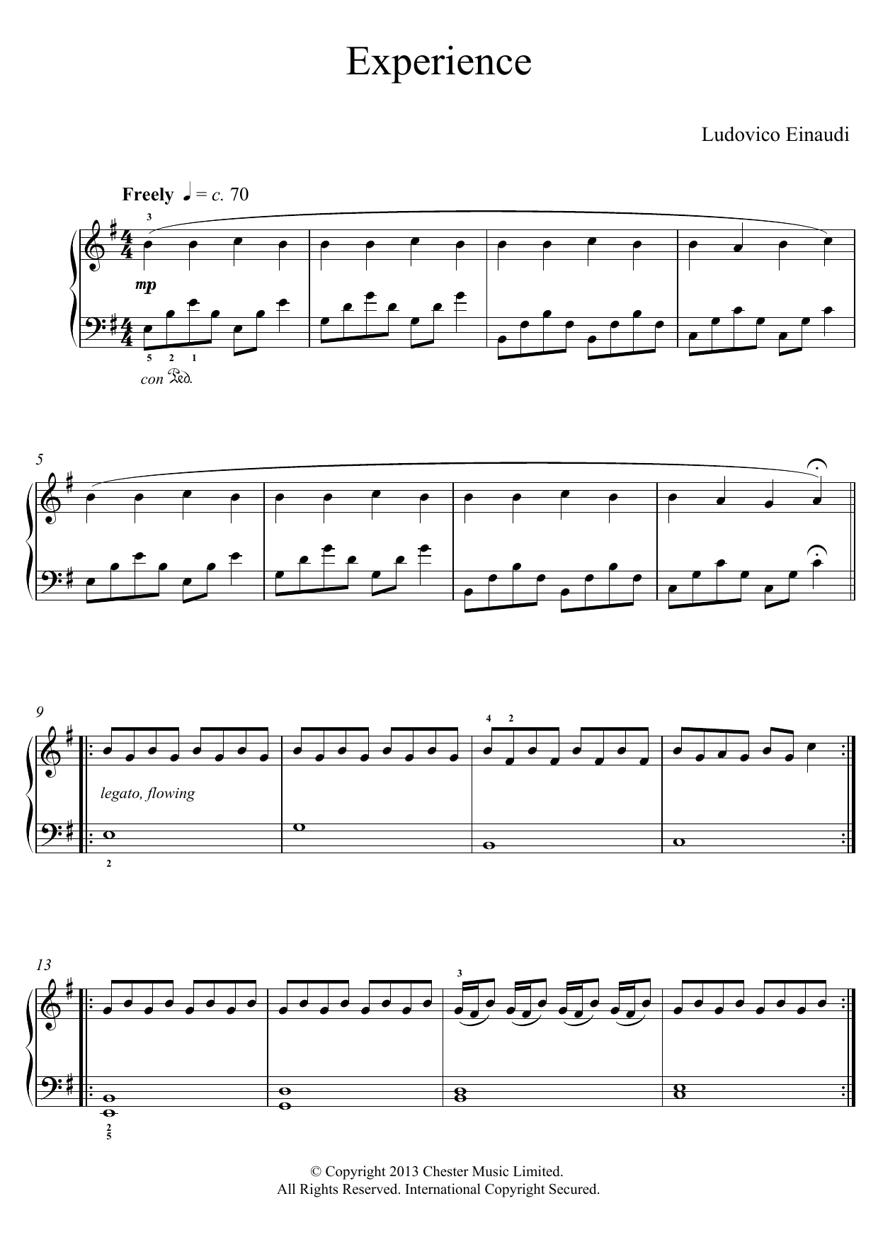 Ludovico Einaudi Experience (abridged) sheet music notes and chords arranged for Educational Piano