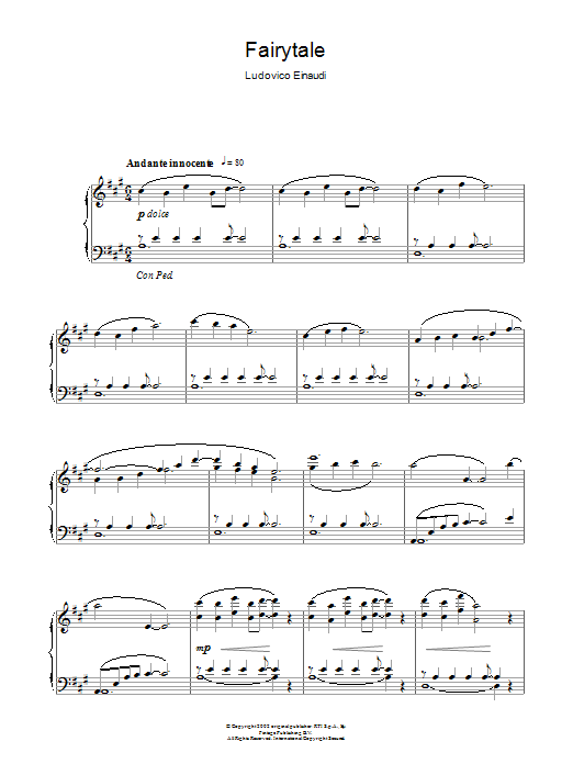 Ludovico Einaudi Fairytale sheet music notes and chords arranged for Piano Solo