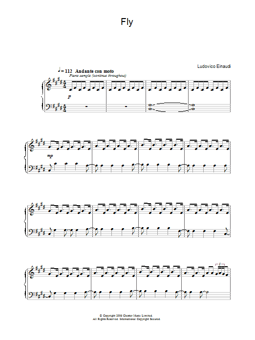 Ludovico Einaudi Fly sheet music notes and chords arranged for Piano Solo