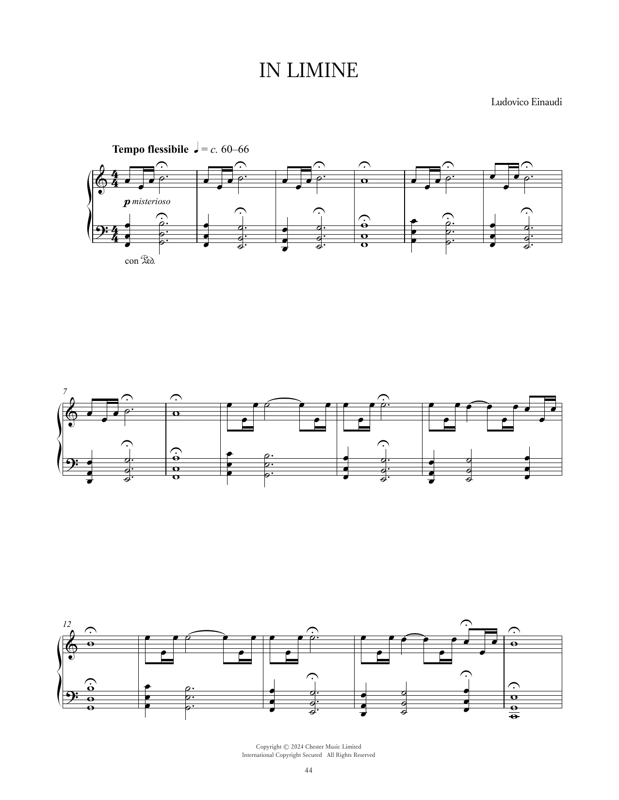 Ludovico Einaudi In Limine sheet music notes and chords arranged for Piano Solo