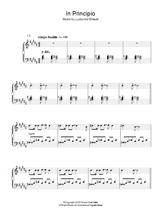 Ludovico Einaudi In Principio sheet music notes and chords arranged for Piano Solo