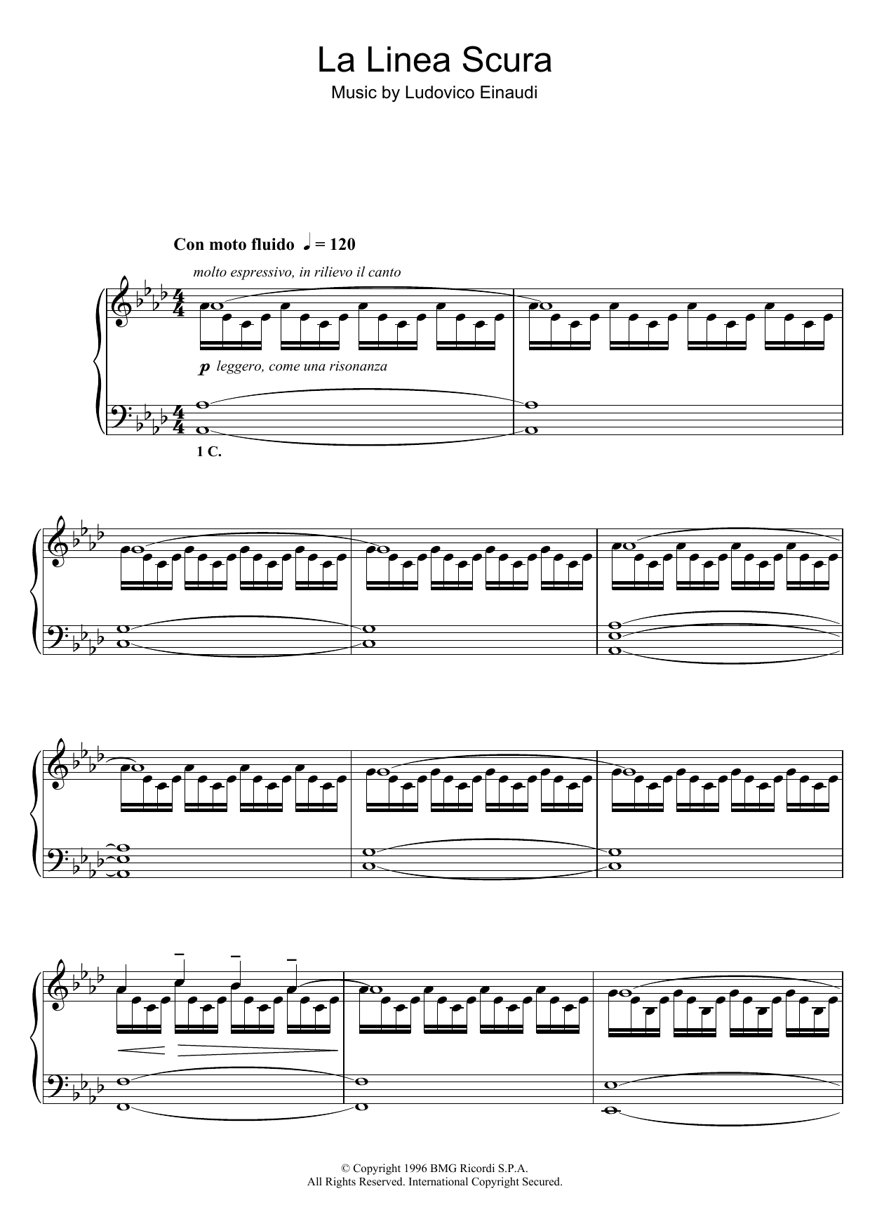 Ludovico Einaudi La Linea Scura sheet music notes and chords arranged for Piano Solo