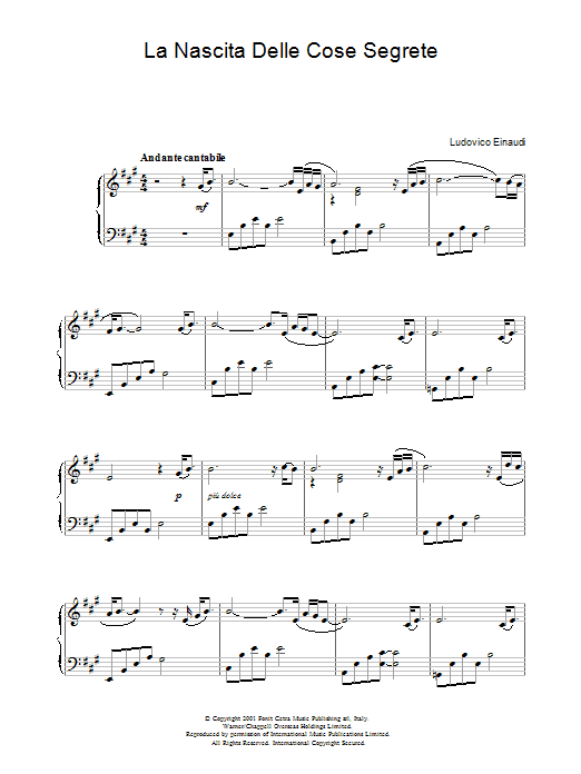 Ludovico Einaudi La Nascita Delle Cose Segrete sheet music notes and chords arranged for Piano Solo