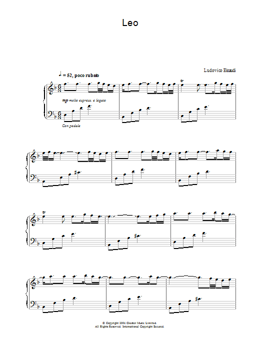 Ludovico Einaudi Leo sheet music notes and chords arranged for Piano Solo