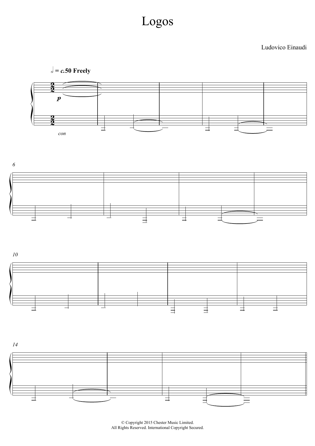 Ludovico Einaudi Logos sheet music notes and chords arranged for Piano Solo