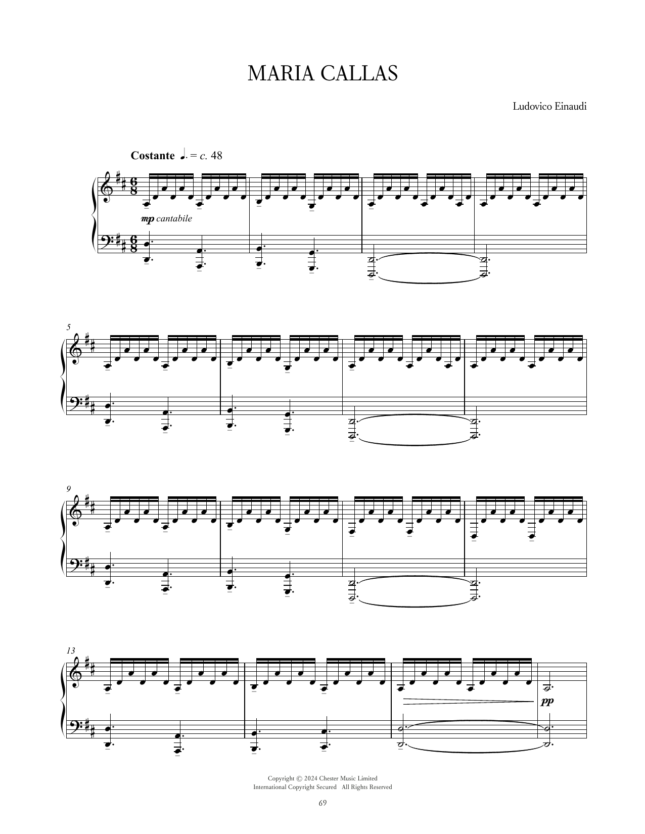Ludovico Einaudi Maria Callas sheet music notes and chords arranged for Piano Solo