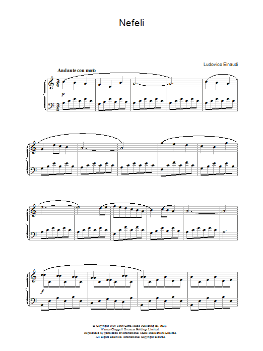 Ludovico Einaudi Nefeli sheet music notes and chords arranged for Piano Solo