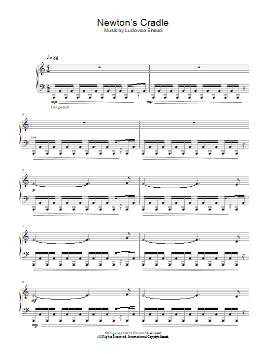 Ludovico Einaudi Newton's Cradle sheet music notes and chords arranged for Piano Solo