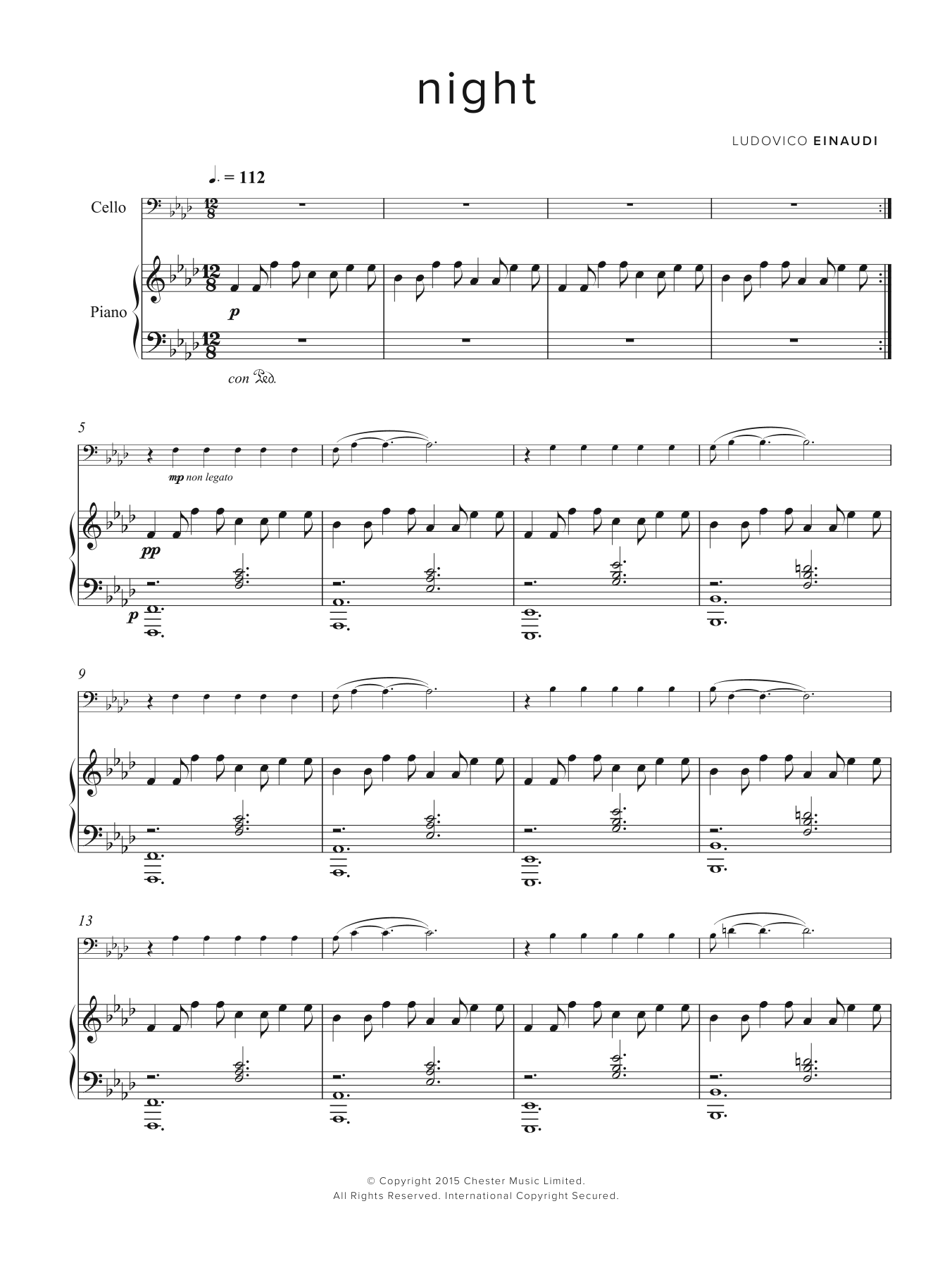 Ludovico Einaudi Night sheet music notes and chords arranged for Educational Piano