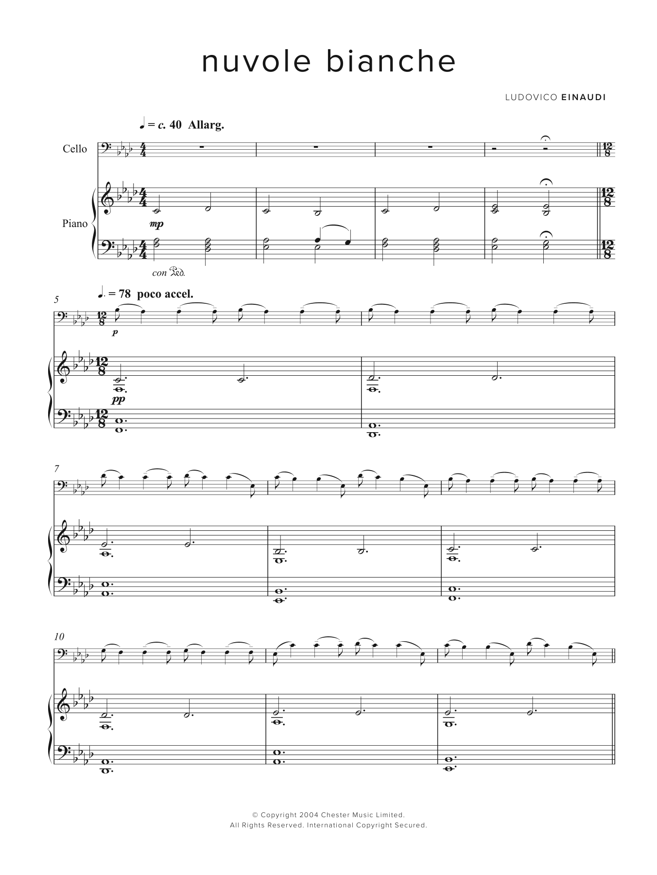 Ludovico Einaudi Nuvole Bianche sheet music notes and chords arranged for Easy Piano