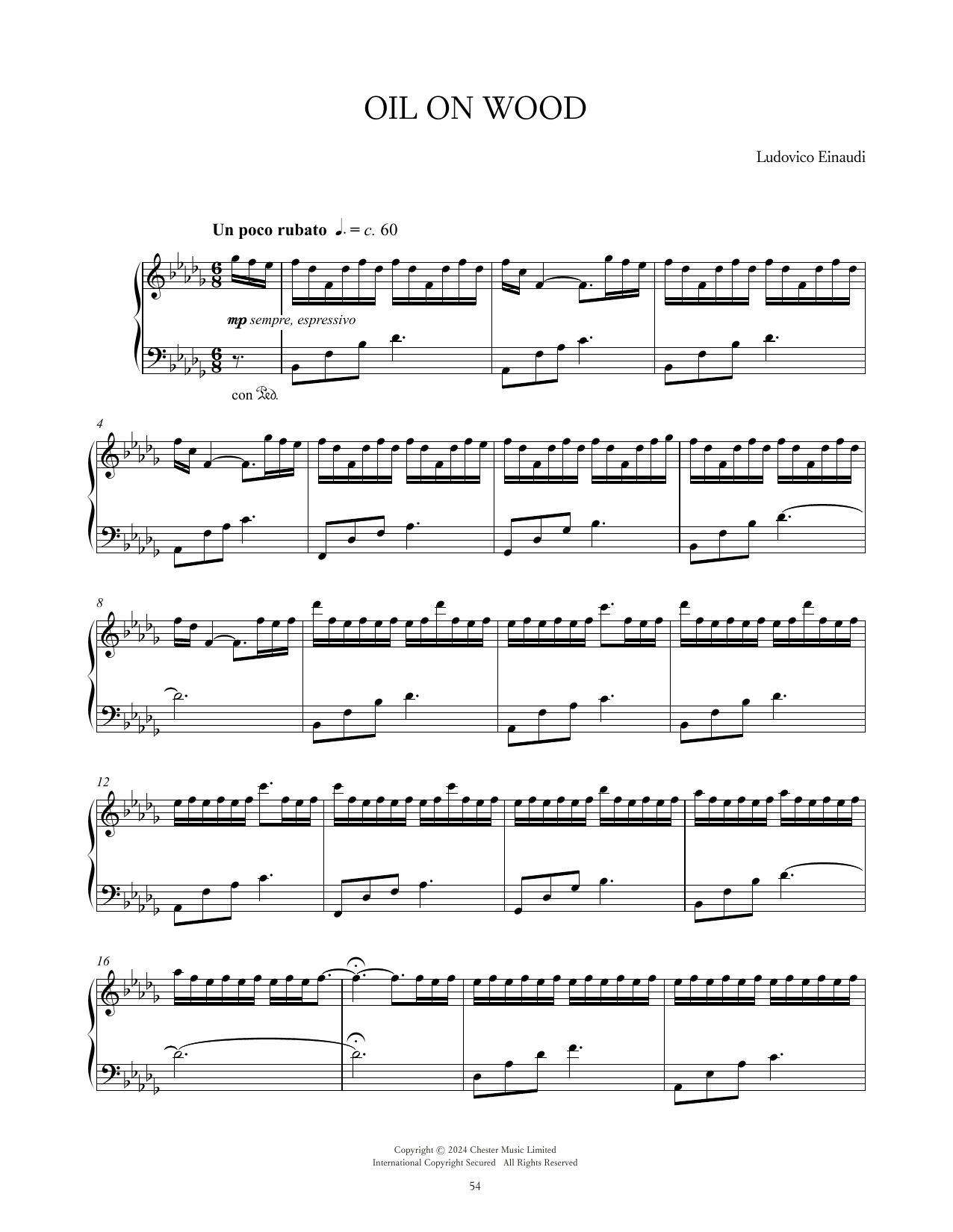 Ludovico Einaudi Oil On Wood sheet music notes and chords arranged for Piano Solo