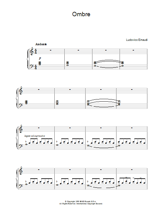 Ludovico Einaudi Ombre sheet music notes and chords arranged for Piano Solo