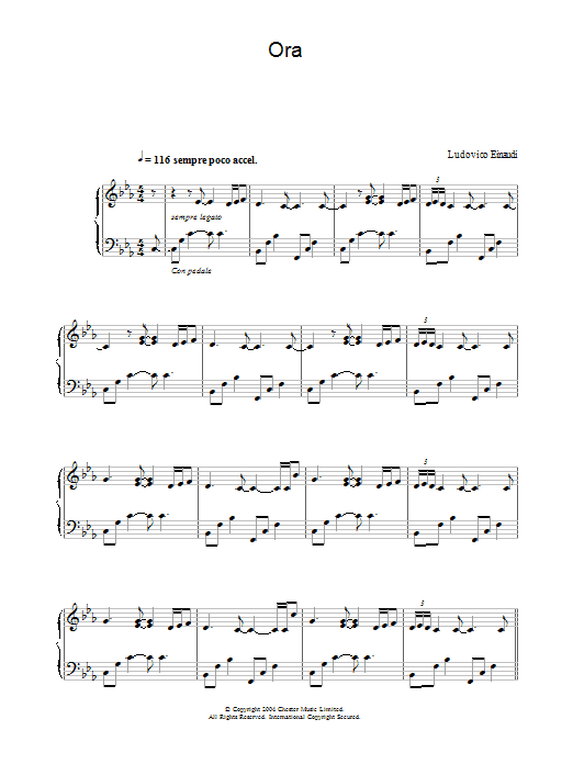 Ludovico Einaudi Ora sheet music notes and chords arranged for Piano Solo
