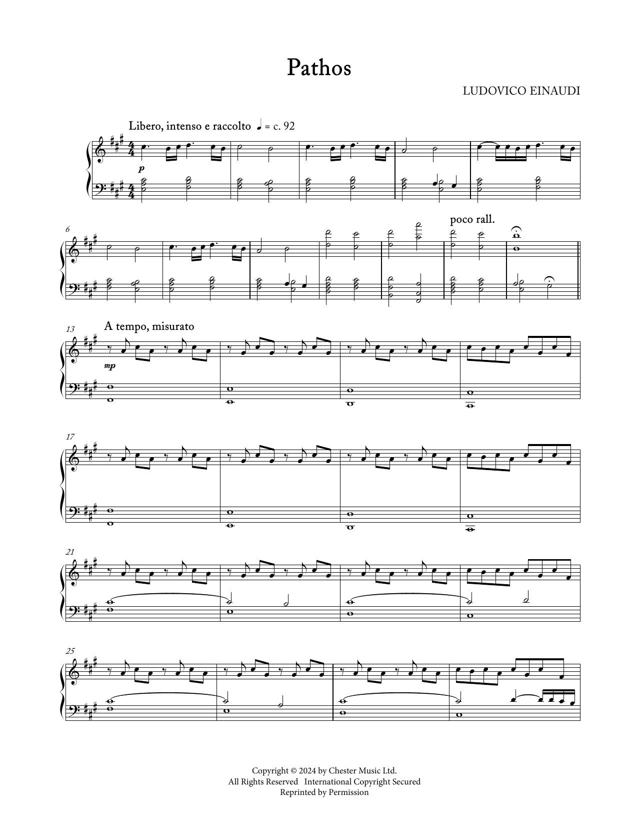 Ludovico Einaudi Pathos sheet music notes and chords arranged for Piano Solo