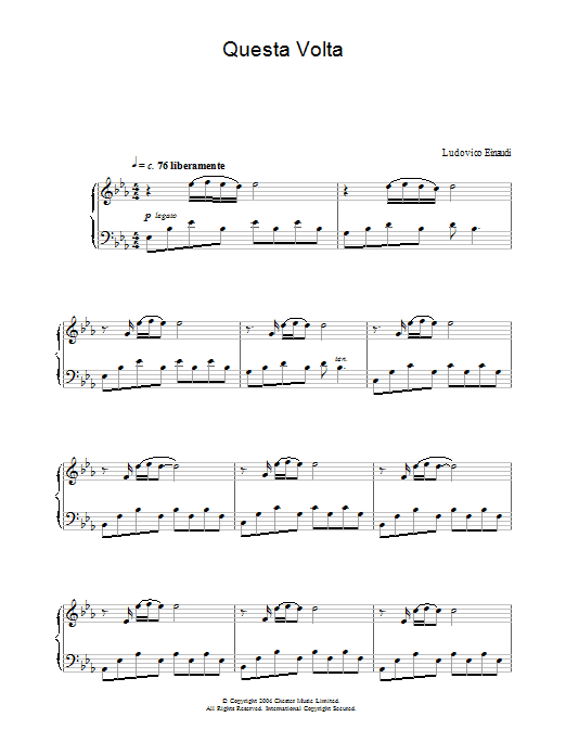 Ludovico Einaudi Questa Volta sheet music notes and chords arranged for Piano Solo