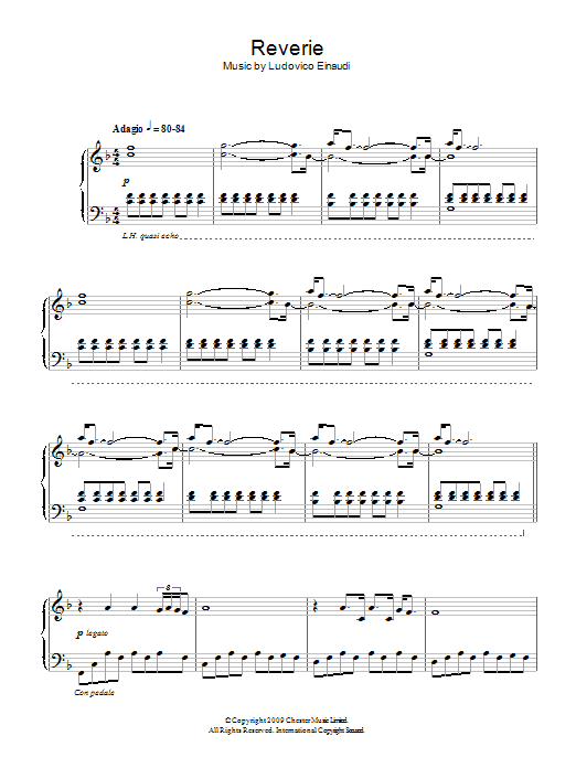 Ludovico Einaudi Reverie sheet music notes and chords arranged for Piano Solo
