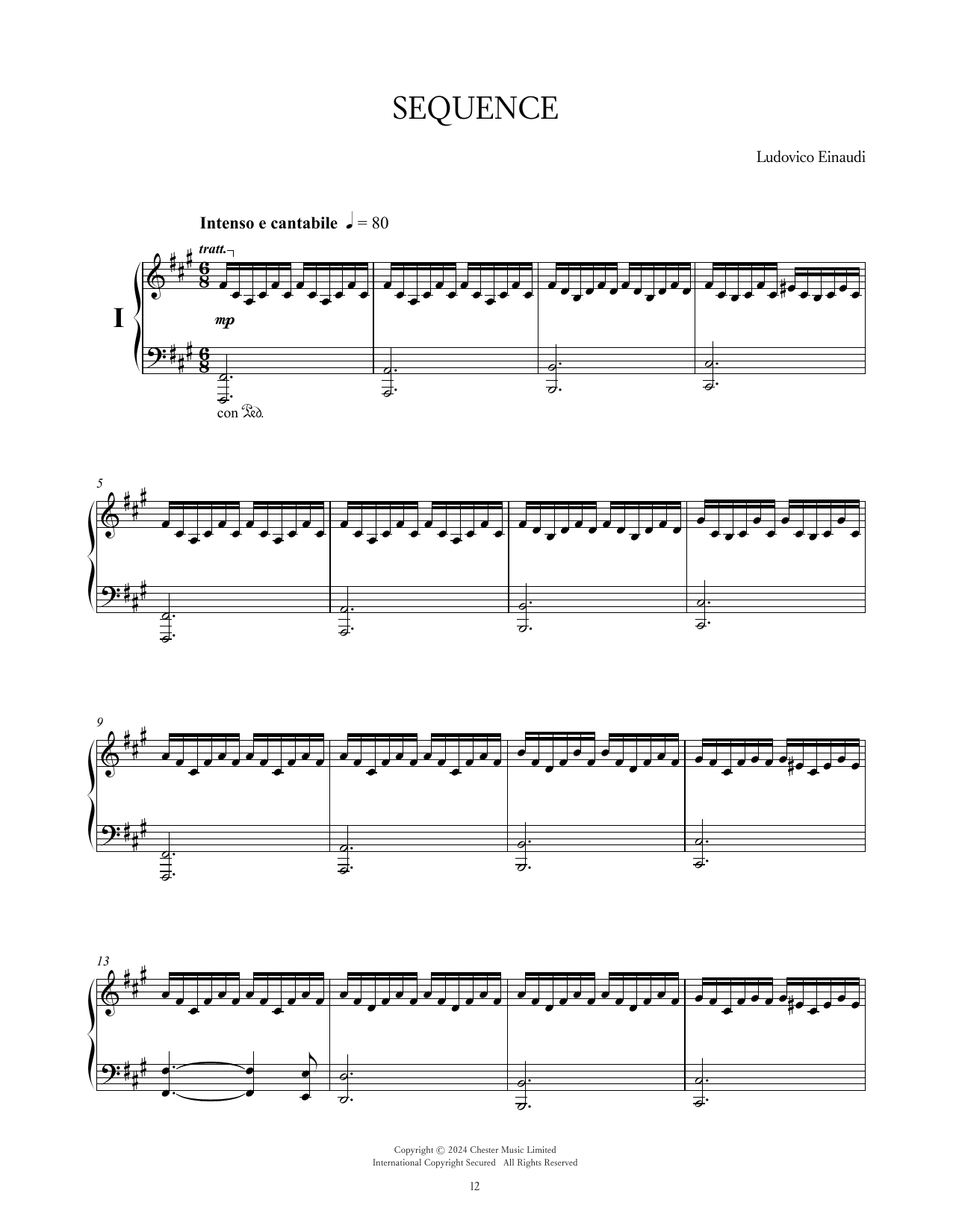 Ludovico Einaudi Sequence sheet music notes and chords arranged for Piano Solo