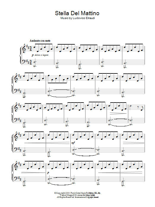 Ludovico Einaudi Stella Del Mattino sheet music notes and chords arranged for Piano Solo
