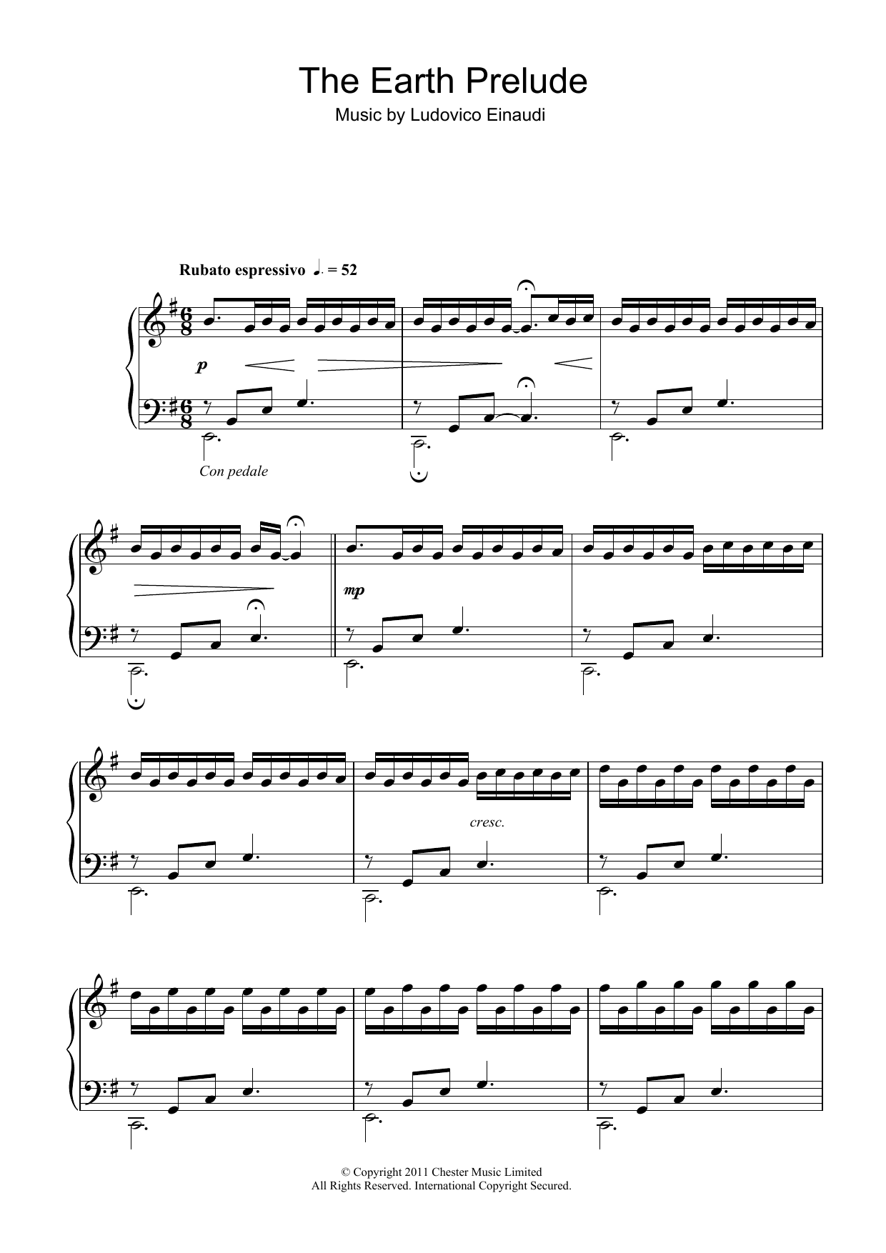 Ludovico Einaudi The Earth Prelude sheet music notes and chords arranged for Educational Piano