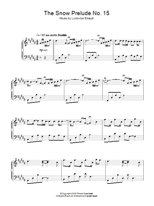 Ludovico Einaudi The Snow Prelude No. 15 sheet music notes and chords arranged for Piano Solo