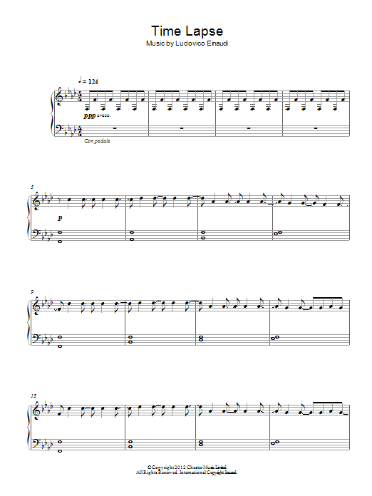 Ludovico Einaudi Time Lapse sheet music notes and chords arranged for Educational Piano